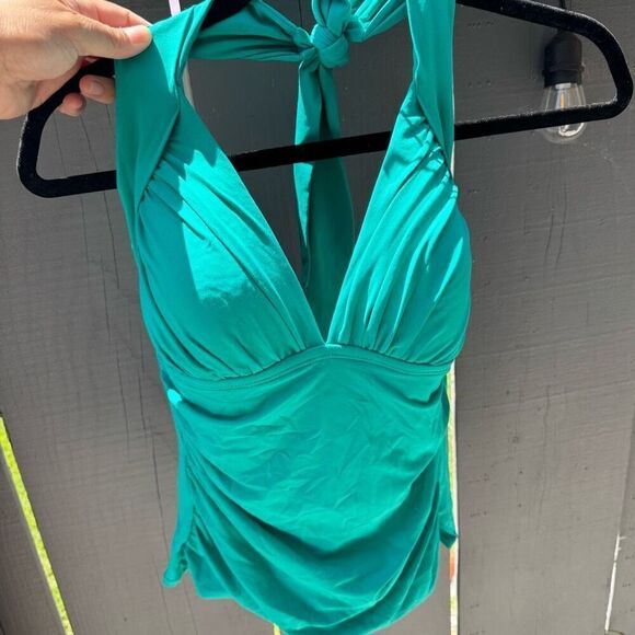 La Blanca Teal Turquoise Island Goddess Halter Tankini Swim Top Bottom Set 10 - Picture 9 of 11